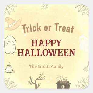 Trick or Treat   Happy Halloween  Square Sticker