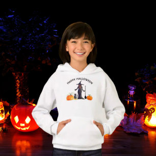 Trick or Treat Happy Halloween Witch Cat Pumpkin