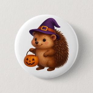 Trick-or-Treat Hedgehog 6 Cm Round Badge
