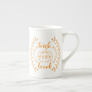 Trick or treat in plants frame  bone china mug