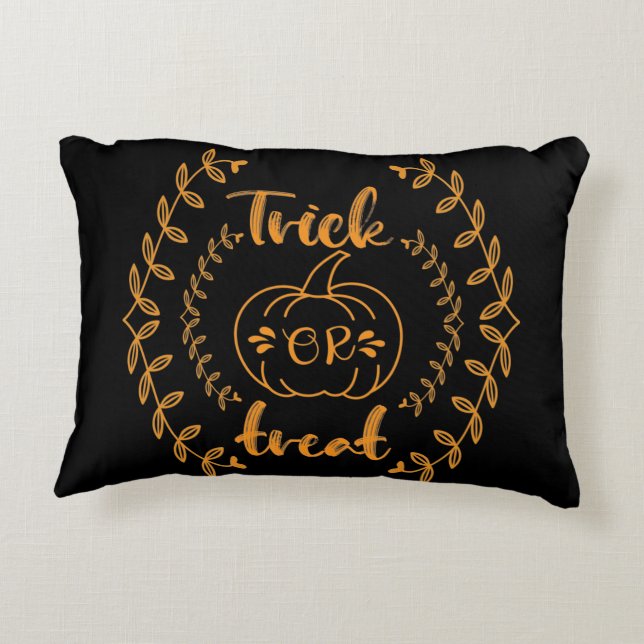 Trick or treat in plants frame  decorative cushion (Back)