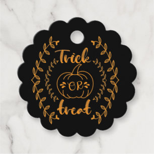 Trick or treat in plants frame favour tags