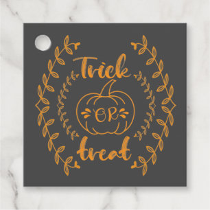Trick or treat in plants frame favour tags