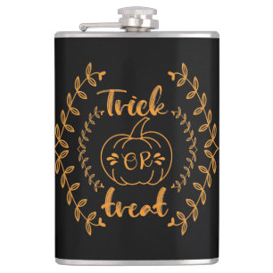 Trick or treat in plants frame  hip flask