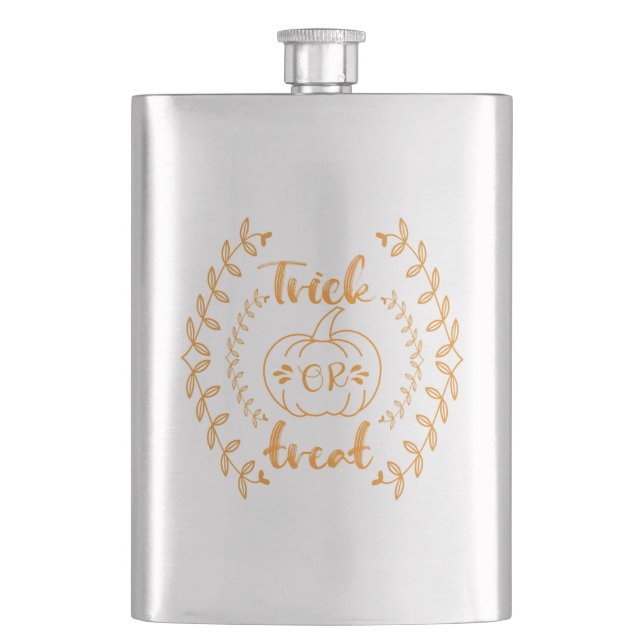 Trick or treat in plants frame  hip flask (Front)