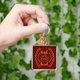 Trick or treat in plants frame key ring