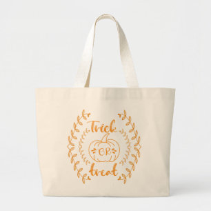 Trick or treat in plants frame large tote bag