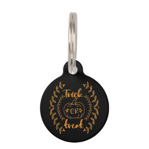 Trick or treat in plants frame pet tag
