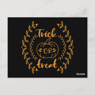 Trick or treat in plants frame postcard