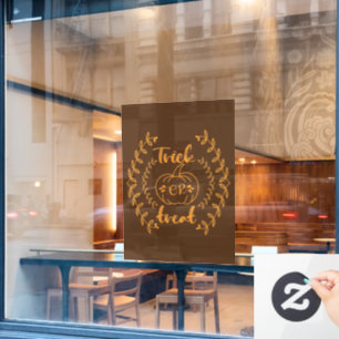 Trick or treat in plants frame window cling