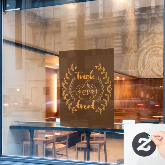 Trick or treat in plants frame  window cling (Cafe Window)