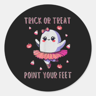 Trick Or Treat Int Your Feet Halloween Ghost Dance Classic Round Sticker