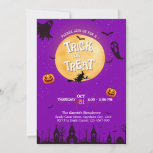 Trick or Treat Invitation Purple Halloween Party
