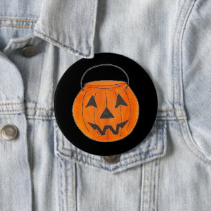 Trick or Treat Jack o' Lantern Halloween Pumpkin 10 Cm Round Badge