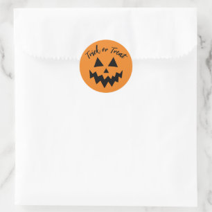 Trick or Treat Jack O Lantern Orange Halloween Classic Round Sticker