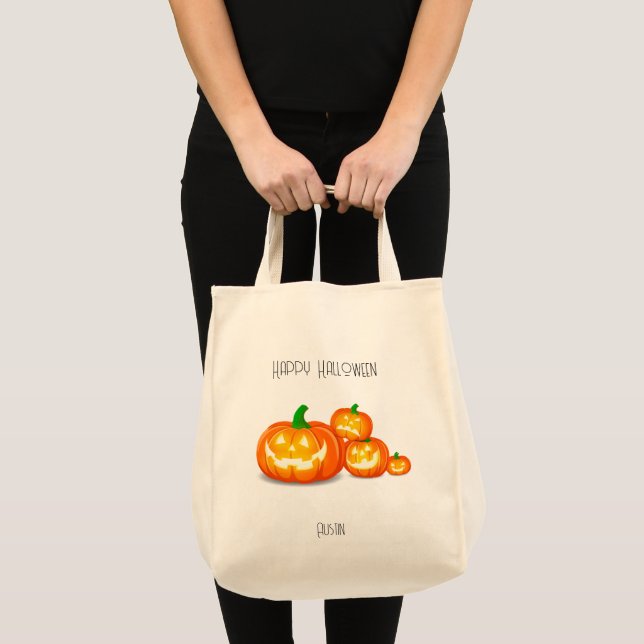 Trick or Treat Jack-O-Lantern - Personalise Tote Bag (Front (Product))