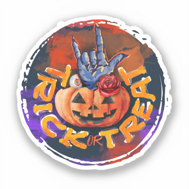 Trick or Treat – Jack-o'-Lantern with Red Rose (2) (Front)