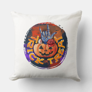 Trick or Treat – Jack-o'-Lantern with Red Rose (2) Cushion