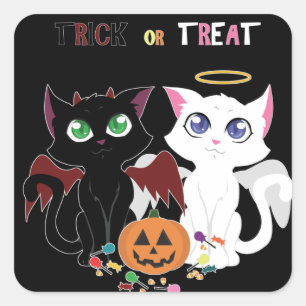 Trick or Treat Kittens Square Sticker