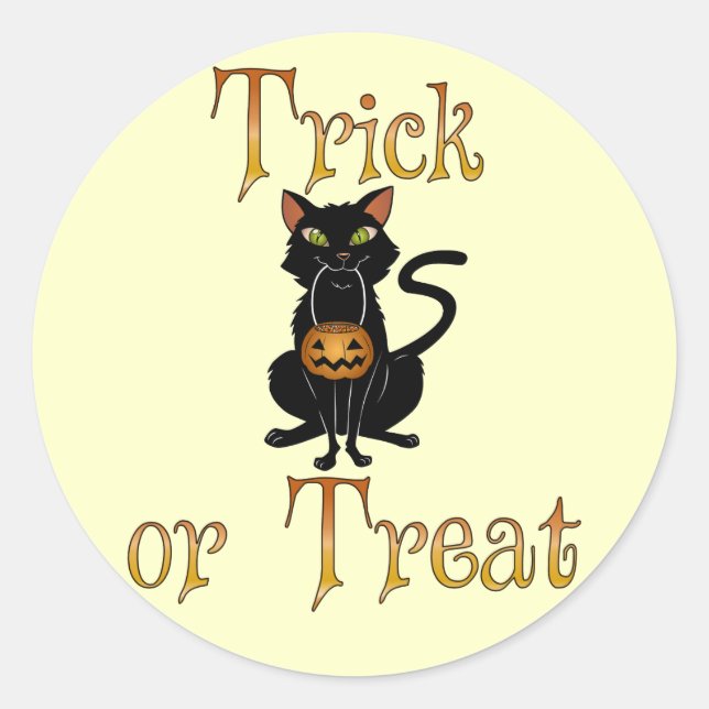 Trick or Treat Kitty Classic Round Sticker (Front)