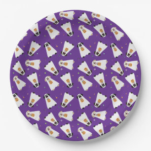 Trick Or Treat Labrador Retriever Ghost Dogs Paper Plate