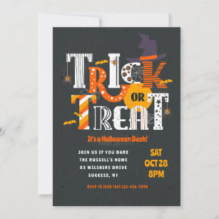 Trick or Treat Lettering Halloween Invitation