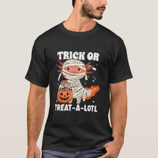 Trick or Treat Lotl Kawaii Axolotl Mummy Halloween T-Shirt