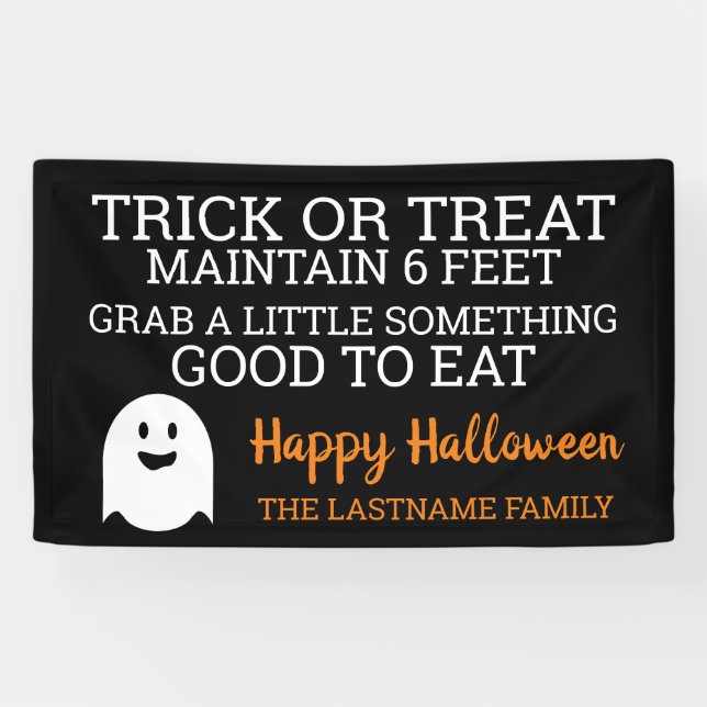 Trick or Treat Maintain 6 Feet - 2020 Halloween Banner (Horizontal)