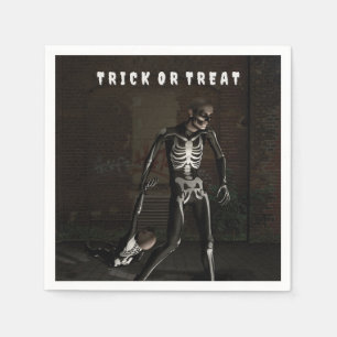 Trick or Treat. Man dressed as skeleton Napkin