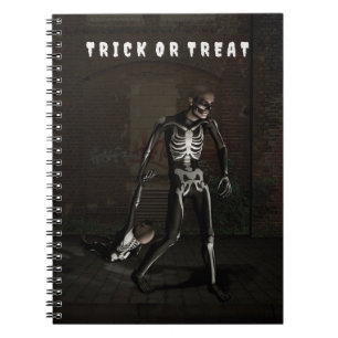 Trick or Treat. Man dressed as skeleton Notebook