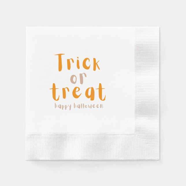 Trick or Treat Modern Custom Halloween Napkins (Front)