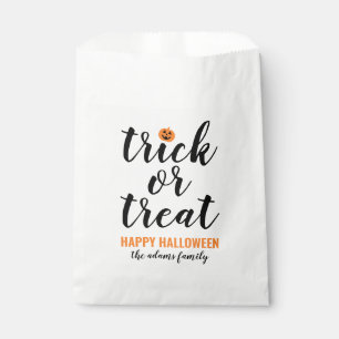 Trick or Treat Modern Script Custom Halloween Favour Bags