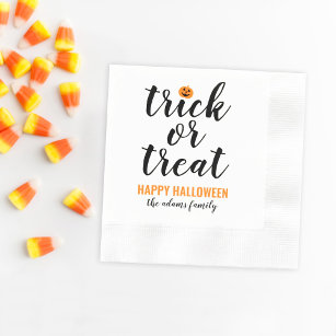 Trick or Treat Modern Script Custom Halloween Napkin