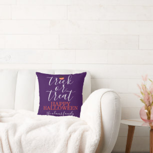 Trick or Treat Modern Script Halloween Cushion