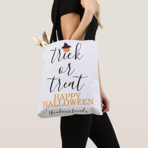 Trick or Treat Modern Script Halloween  Tote Bag