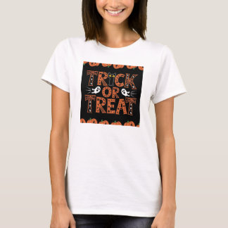 Trick or Treat Modern Script Womens Halloween T-Shirt