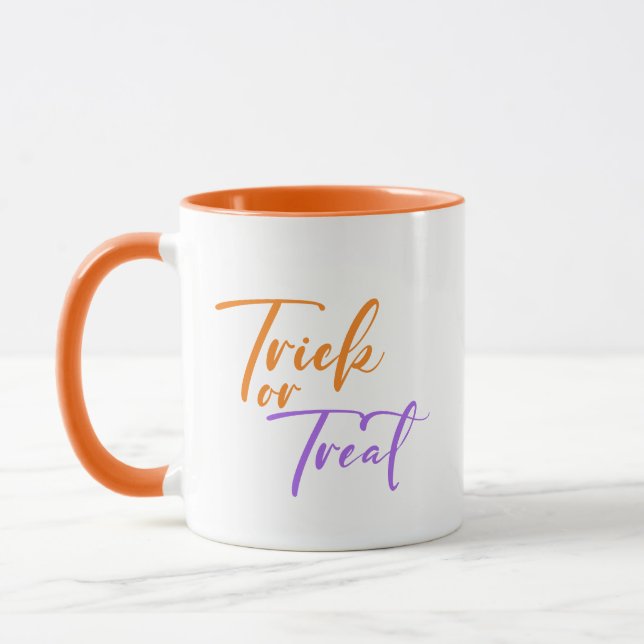 Trick or Treat Modern Typography Halloween  Mug (Left)