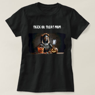 Trick or Treat Mom AI Robot with Pumpkin & Treats T-Shirt