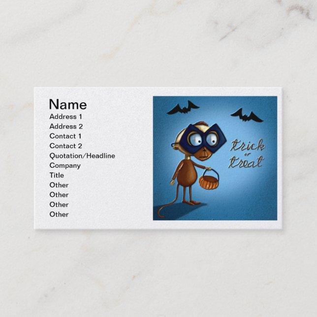 Trick or Treat Money or Eat on Halloween Business Card (Front)