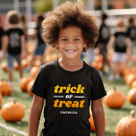 Trick or Treat Monogrammed Halloween Tri-Blend Shirt<br><div class="desc">Dress your little one in spooky style with this monogrammed Halloween shirt! Featuring a trendy retro “Trick or Treat” design, you can personalise it with your child’s name and choose from a variety of styles — t-shirts, sweatshirts, and baby bodysuits — for all ages. Perfect for Halloween parties, school celebrations,...</div>