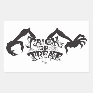 Trick or Treat Monster Arms and Spider Webs Rectangular Sticker