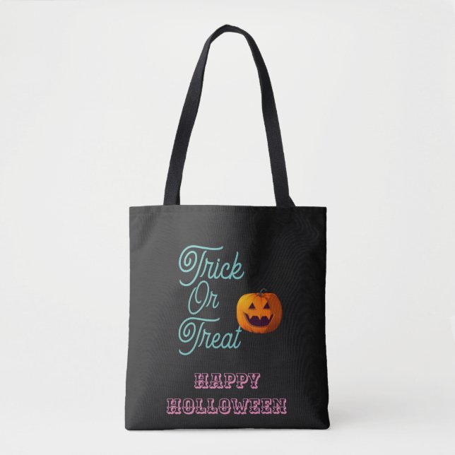 Trick or treat morden custom Holloween Tote bags  (Front)