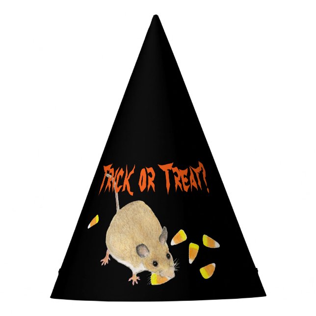 Trick or Treat Mouse with Candy Corns Party Hat (Front)