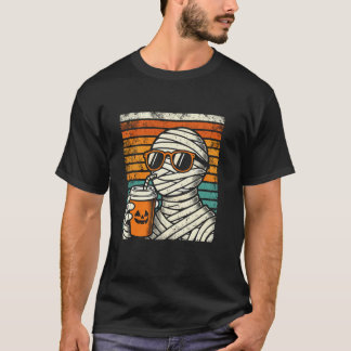 Trick or Treat Mummy Hipster Latte Funny Halloween T-Shirt