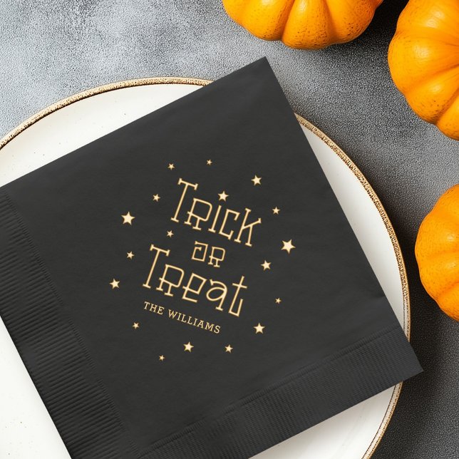 Trick or treat name stars Halloween Foil Napkins (Trick or treat name stars Halloween Foil Napkins)