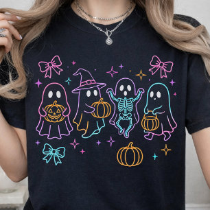 Trick or Treat Neon Glow Halloween Spooky Ghost T-Shirt