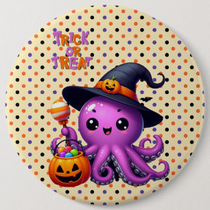 Trick or Treat Octopus Halloween 6 Cm Round Badge