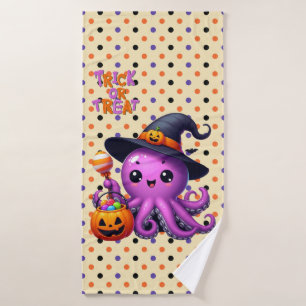 Trick or Treat Octopus Halloween  Bath Towel