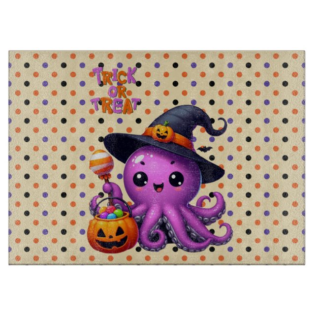 Trick or Treat Octopus Halloween  Cutting Board (Front)