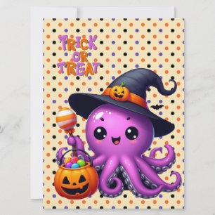 Trick or Treat Octopus Halloween  Holiday Card